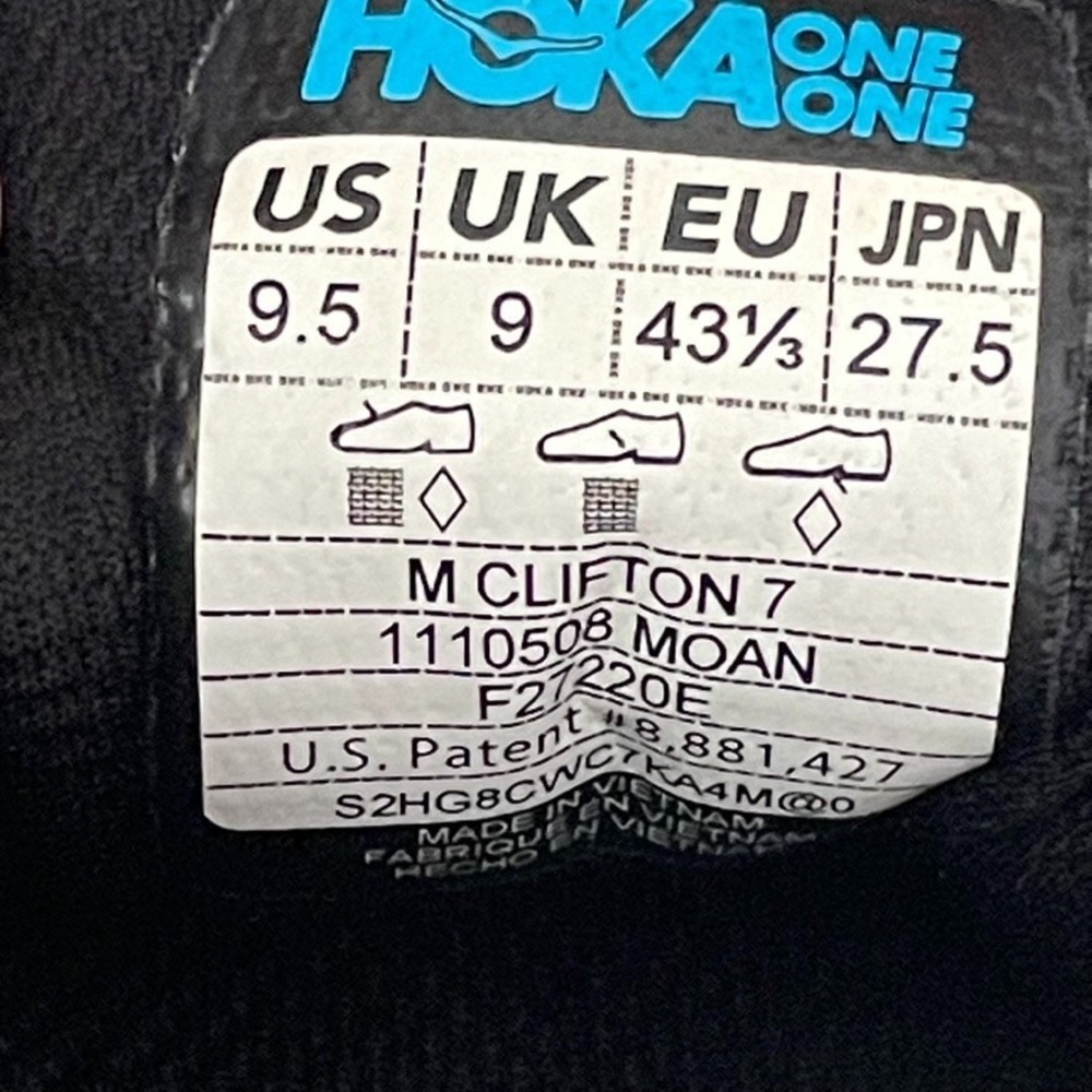 Hoka One One Clifton 7 Mens Running Shoes Size 9.5 Moonlit Ocean Blue Lace Up - Picture 2 of 9